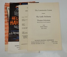 4 Playbills McFarlin Auditorium 1960s Little Orchestra Tagliavini Hayes 