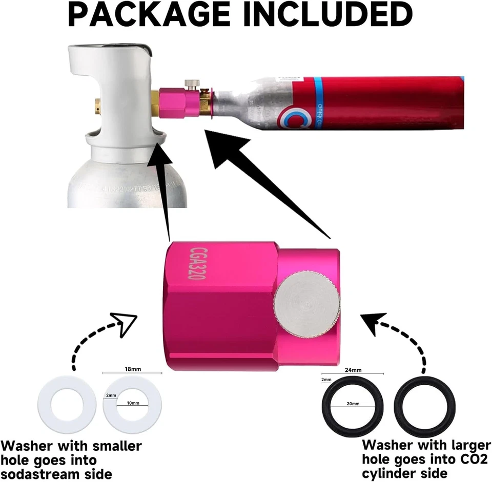 Quick Connect CO2 Nachfüll Adapter für Soda Maker Rosa CO2 Zylinder, CGA320 CO2... - Bild 4 von 4