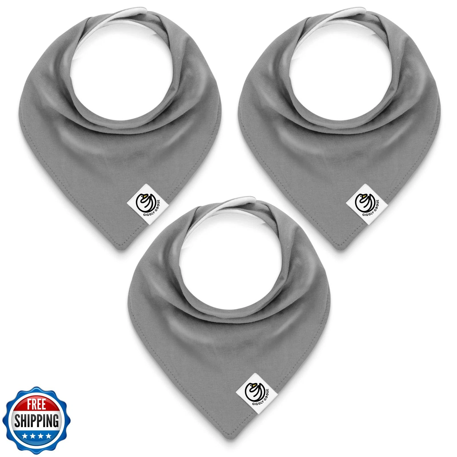 Giggly Goose 3 Pack Baby Bibs for Boys and Girls | Cotton, Absorbent Drooling