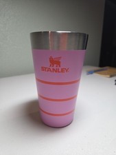 Stanley 16 Oz Stainless Pink Striped Insulated Stacking Beer Pint cup