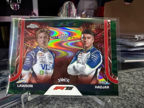 2025 Topps Chrome F1 Liam Lawson Isack Hadjar Forest Green Raywave /140 (RC)
