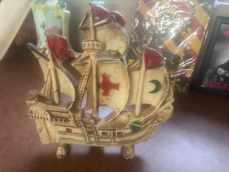 Vintage Hubley Cast Iron Spanish Galleon Ship Doorstop Model No. 205