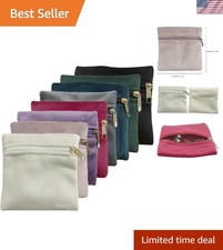 8-Piece Mixed Color Velvet Jewelry Pouches with Zipper - Ideal for All Occasions
