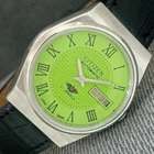 AUTOMATIC VINTAGE SEIKO 5 JAPAN MENS GREEN COLOR DIAL WATCH a2446-U