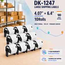 DK1247 4.07" x 6.4" Large Shipping Labels for Brother QL-1050 QL-1100 QL-1110NWB