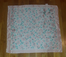 Vintage Glentex Pink Blue Floral Silk Blend Square Scarf 20" Japan