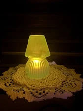 Vintage Fairy Lamp Blue Frosted Satin Glass Tea Light Candle Holder