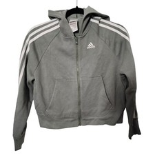 Adidas Kids Loose Fit Full Zip Athletic Green Jacket Size 10/12