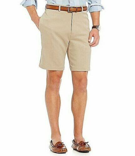 Roundtree & Yorke Men's Classic Fit 9-In Inseam Flat Front Shorts, Khaki, Sz 40 - Afbeelding 1 van 2