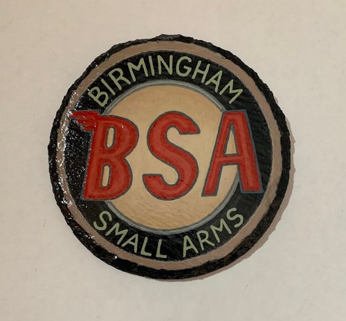BSA Birmingham Small Arms Display Coaster 4" Slate Coaster Hand-Painted Folk Art