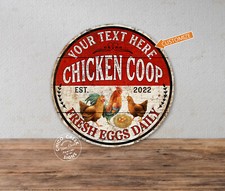 Personalized Chicken Coop Sign Fresh Eggs Rooster Poultry Garden 100142002014
