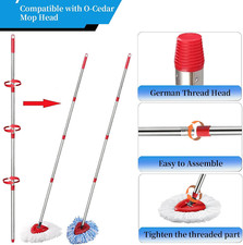 Mop Handle Replacement,4 Section Compatible with O-Cedar Spin Mop Refills and...