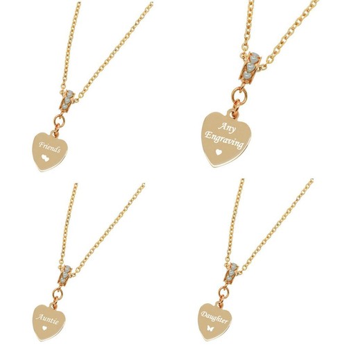 Rose Gold & Silver Hearts Chain Necklace with Engraving. Personalised