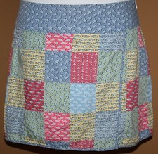 Vineyard Vines Blue Multi Patch Cotton Skirt Fish Anchors Star Fish Faux Wrap 4