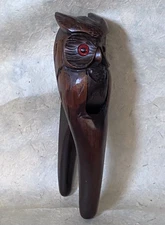 Amazing!! Rare OWL NUTCRACKER w/Paperweight Eyes Wooden Black Forest SWISS C1920