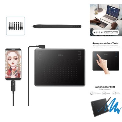 Inspiroy H430P Grafiktablet mit 4,8 x 3 Zoll Arbeitsbereich Grafiktablett, Ba...