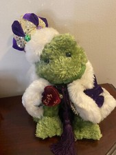 Plush Green Prince Frog With Crown Kiss Me 10" Tall Velvet Robe