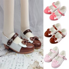 wamami Pink/Brown Bow PU Leather Doll Shoes 1/4 MSD 1/3 SD DZ BJD Dollfie