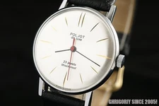 Extremely RARE Russian Gold Plated slim Luxury watch POLJOT De Luxe ПОЛЕТ 1970!