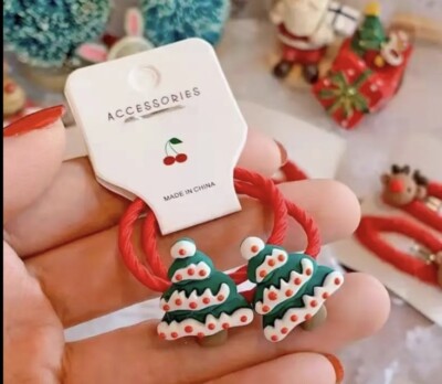 2 Pcs Christmas Tree Hair Loop Christmas Tree Hair Loop Hanging Decoration