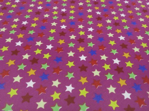 Tissu coton jersey étoiles rose multicolore tissu enfant tissu dressing - Photo 1/4