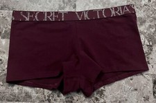 NWT VICTORIA'S SECRET S MAROON RAINBOW SHIMMER LOGO BAND RARE BOYSHORT PANTIES