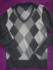 TOMMY HILFIGER Feinstrick-Pullover, Raute Grau Größe L