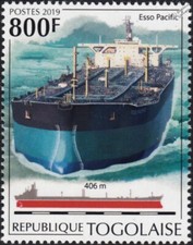 1977 ESSO PACIFIC Oil Tanker / Supertanker Atlantic-Class Ship Stamp (2019 Togo)