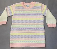 Vintage Toddler Mother care Small Pastel Stripe Spring Easter Sweater