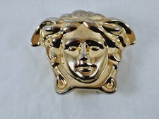 VERSACE MEDUSA FACE GOLD PLATED METAL BELT BUCKLE MADE IN ITALY