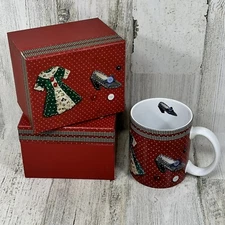 Lot of 2 Lang Company Red Coffee/Tea Mugs - “Dress Up" by Paula Joerling - NEW