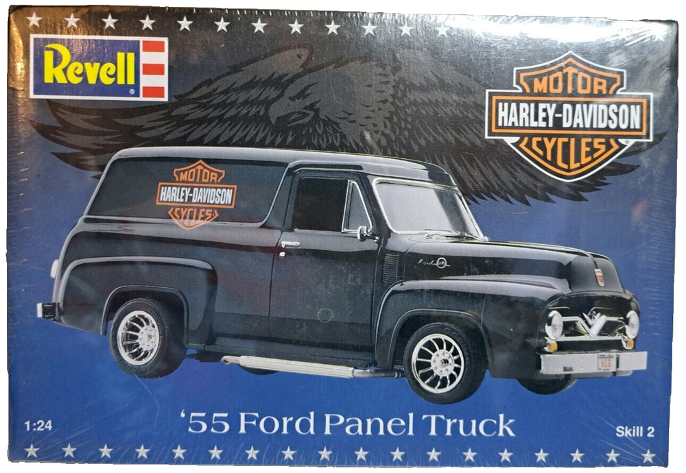 Revell 1/24 1955 55 Ford Panel Truck Van Harley Davidson Motorcycles Kit SEALED