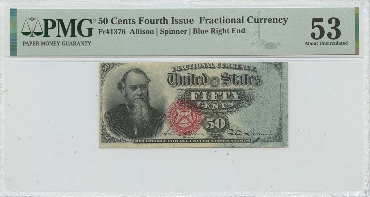 Cheap mail order specialty store Fourth Issue 50 NEW Cents Fractional Currency End Fr# Blue 137 Right