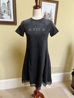 knee length dresses for ladies A – Line Black Denim Dress – KalvinClo