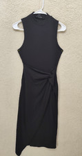 Forever 21 Women Dress Medium Black Rayon Blend Sleeveless Front Twist Midi