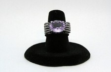 Faceted Amethyst Ring, Size 6.75, 12 X 10 mm Oval, Set in Sterling Silver