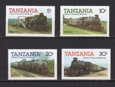 Tanzanie 1985 locomotive & train série 4 timbres neufs MNH /TE3343