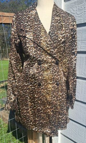 Vtg 90S Fleurs by Elegant Additions Semi Sheer Leopard Cheetah Wrap Dress S NWT