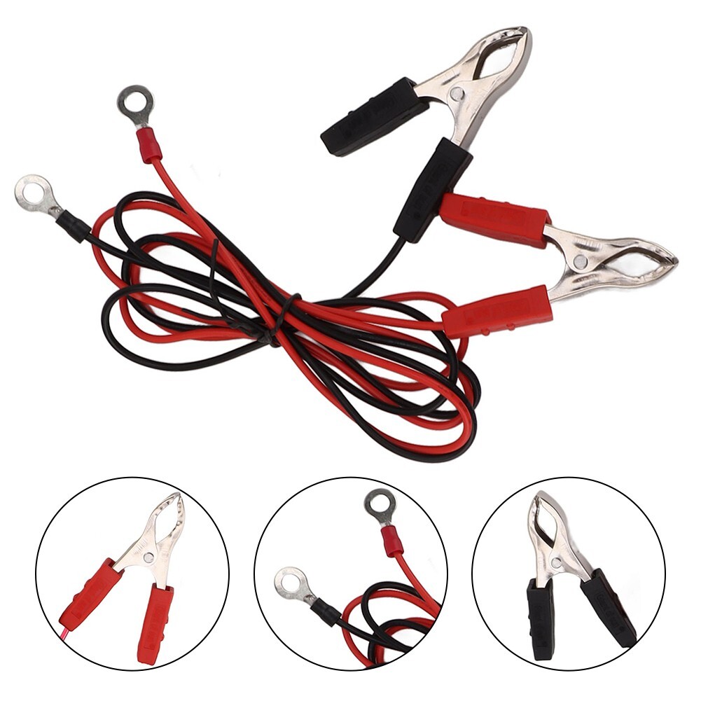 2x Alligator Clip Electric Fence Jumper Leads Wire Connectors Portable