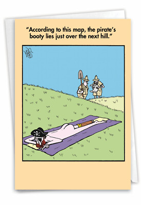 1 Funny Blank All Occasions Greeting Card - Pirate's Booty - w/Envelope, US-Made