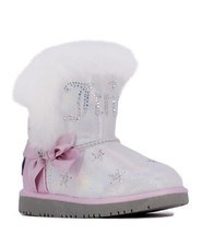 New JUICY COUTURE Size 7 Toddler Girl Glitter Rhinestone Faux Fur Trim Bootie