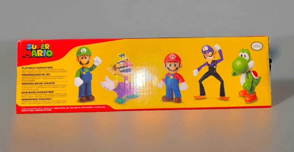 Super Mario Wario Waluigi Yoshi Mario Luigi 2.5" pacote com 5 mini bonecos Jakks - Imagem 2 de 4