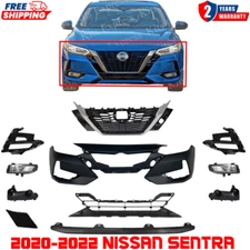 Front Bumper Cover Primed & Grille Assembly  For 2020-2022 Nissan Sentra