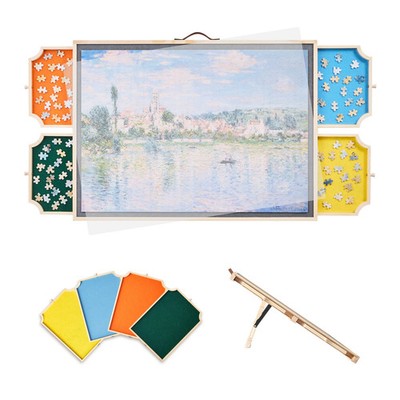 New Puzzle Board with 4 Felt Drawers Wooden Table 2-Tilting-Angle Jigsaw Puzzle