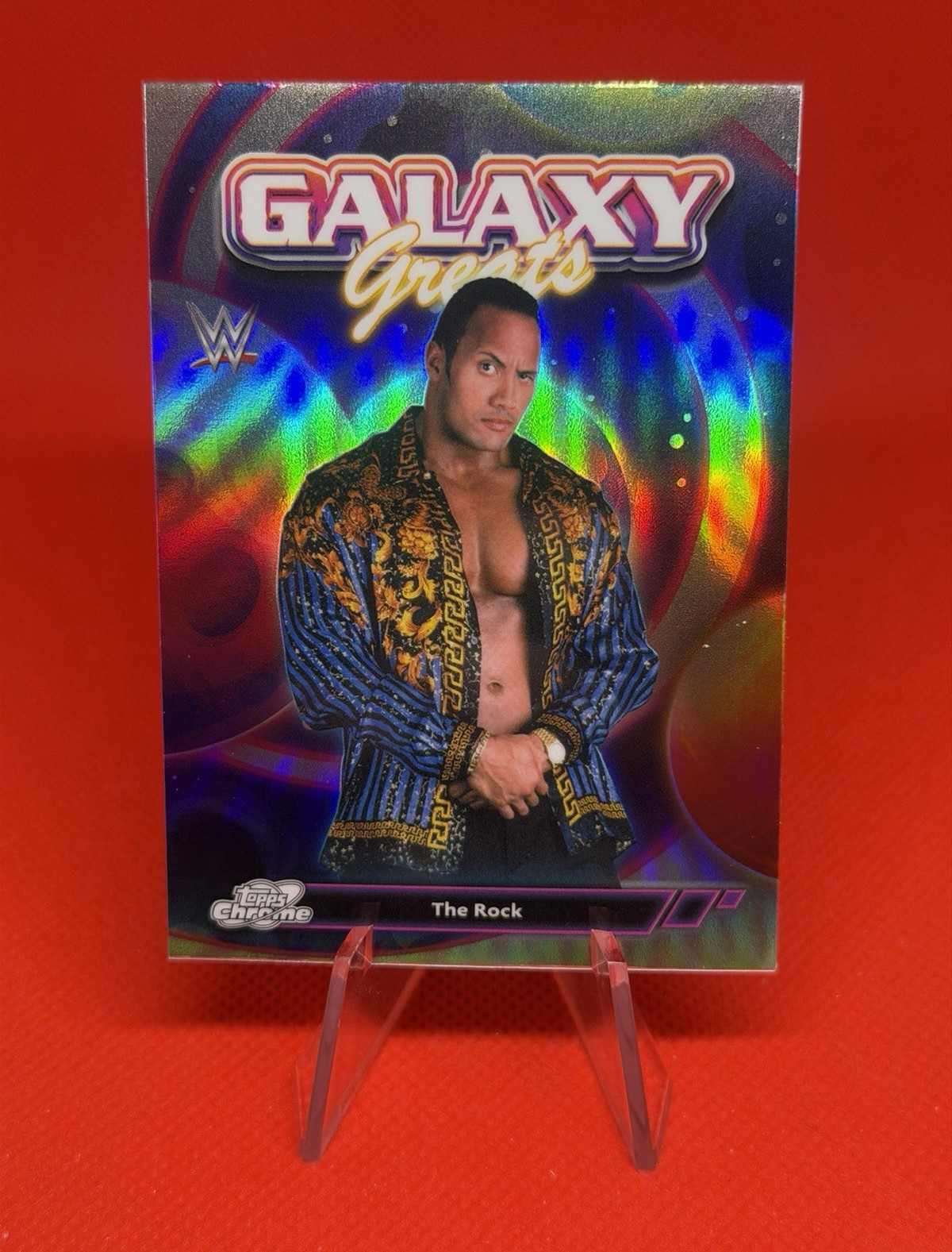 Topps 2026 Topps Chrome WWE Galaxy Greats Insert Card GG-32 The Rock view 1