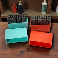 2 ImpressArt Steel Letter Stamp Sets A  Z Bundle 1 Complete 1 Partial Blue Orange