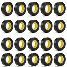 20-Pack Black Electrical Tape Waterproof, 3/4 in x 60ft, Industrial Grade High T
