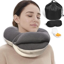 Ergonomic Travel Pillow With Neck Support Adjustable Comfortable Sleep Kit