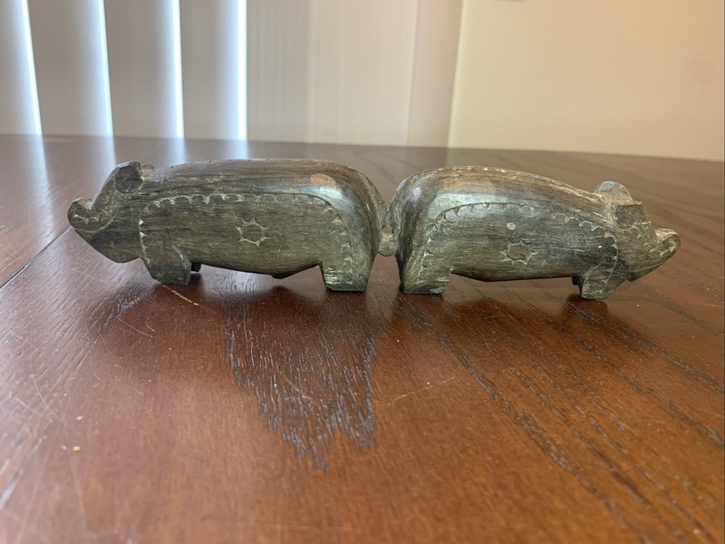 Vintage Massim Hand Carved Double Pig Papua New Guinea Wooden Rare Relic Antique