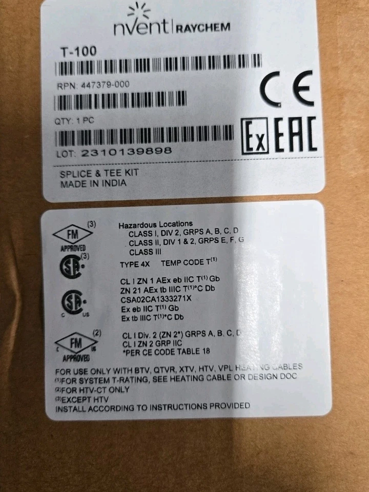 New Factory Sealed  Raychem T-100, 447379-000, Splice & Tee Kit, Illinois Stock - Image 2 of 3